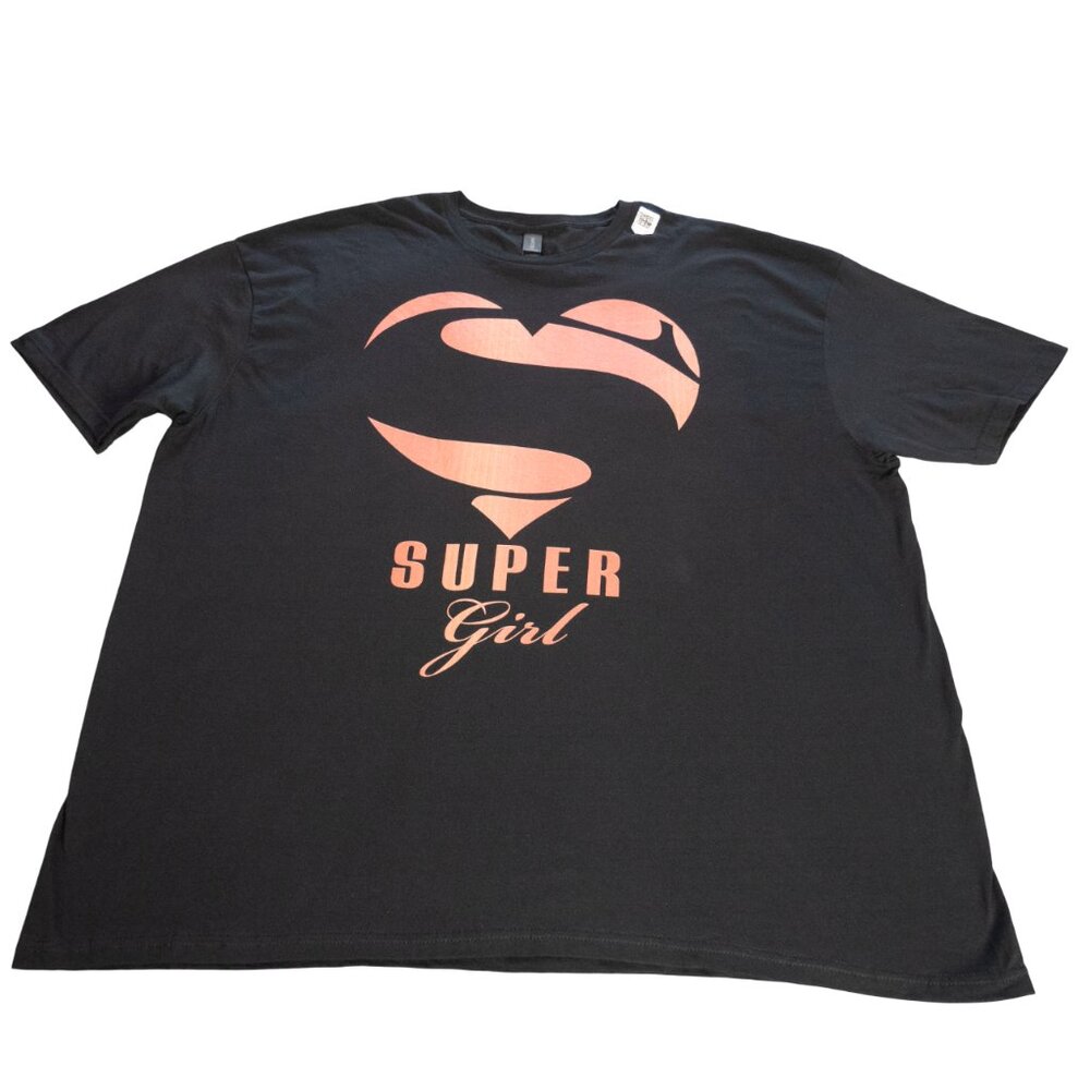 Super Girl Unisex Mens Womens 3XL Black Short Sleeve Graphic Superhero T Shirt